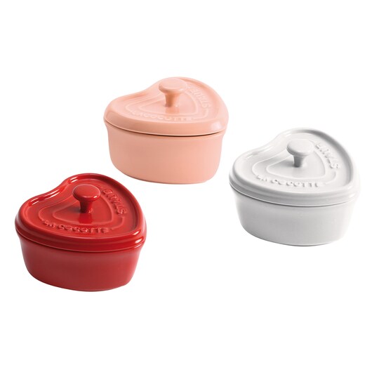 Staub Ceramic 3-pc Mini Heart Cocotte Set - Cherry, Pink, White, Color: Multi, Size: 3-pc